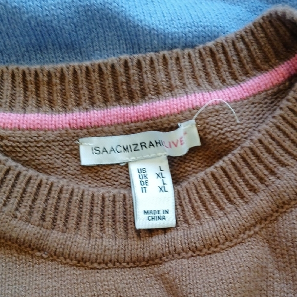Isaac Mizrahi Blue and Brown Crewneck Sweaters - Picture 2 of 5